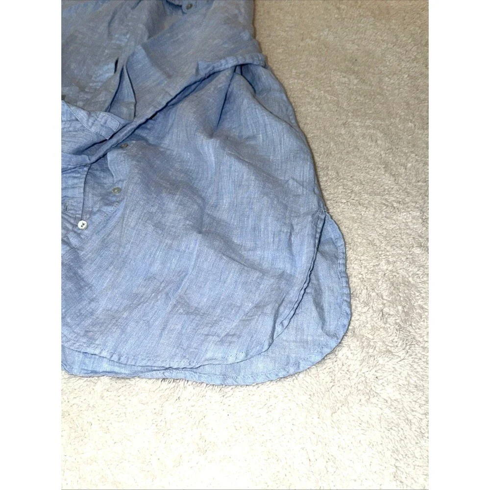 Linen Button Shirt Size 6 Long Sleeve Womens H&M Light Blue Lightweight - Picture 8 of 12